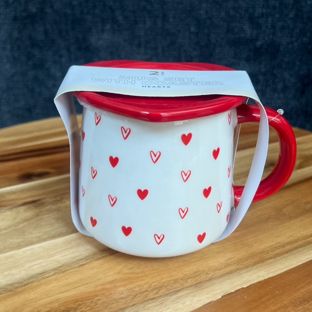 Target Bullseye Valentines 2024 Heart Coffee Mug and Coaster Set